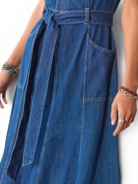 NWOT SUNDANCE Poppy Sleeveless Denim Belted Midi Dress with Pockets - Size P 6